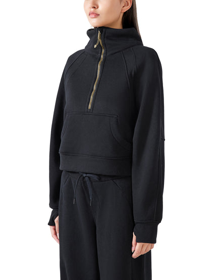 Cropped Half-Zip Sweatshirt